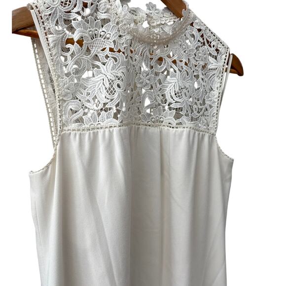 Theory Aronella Elevate Crepe Lace-Yoke Dress in Ivory Size 8 - Picture 7 of 10